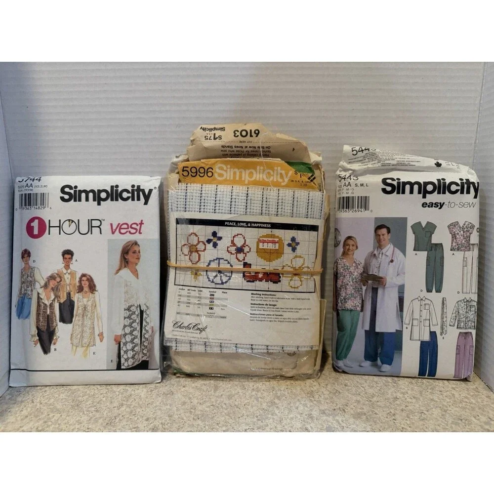 Vintage Simplicity Sewing Pattern Lot of 13 Misses Dresses Tops Scrubs Vest